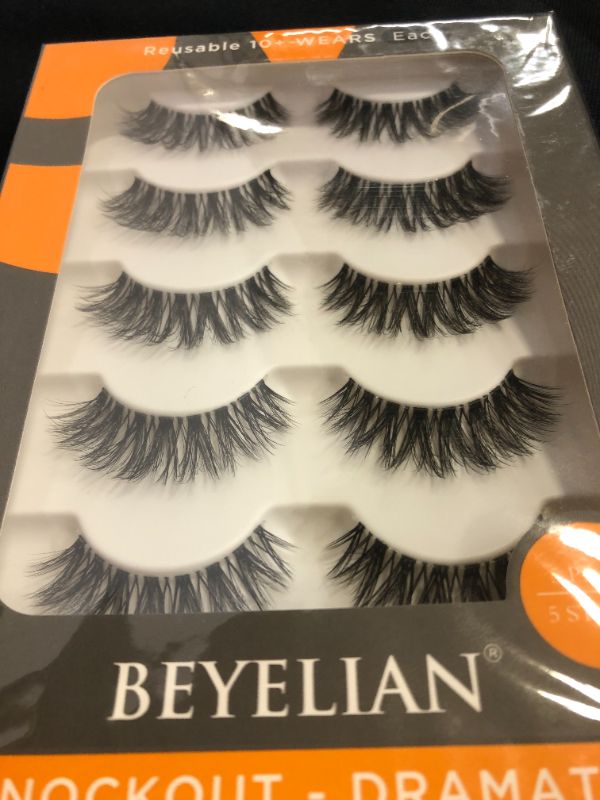 Photo 2 of BEYELIAN False Eyelashes,3D Faux Mink Eyelashes Handmade Luxurious Volume Fluffy Natural False Eyelashes Fluffy Long Soft Reusable Eyes Lashes Dramatic Eyelashes 5 Pairs - 2 PACK 
