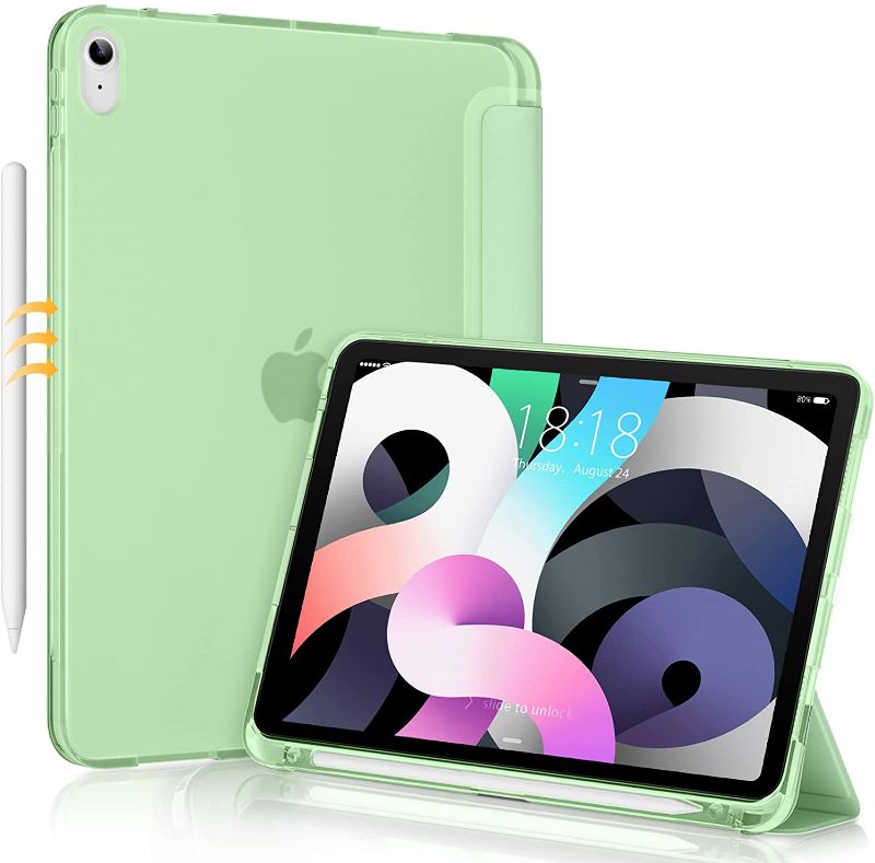 Photo 1 of DTTO Case for iPad Air 5th Generation 2022/ iPad Air 4th Generation 2020, Soft Translucent Frosted Back Cover Slim Smart Trifold Stand for iPad 10.9 inch[Auto Wake/Sleep], Light Green
