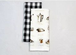 Photo 1 of 2pk Cotton Printed Kitchen Towels Brown - Threshold