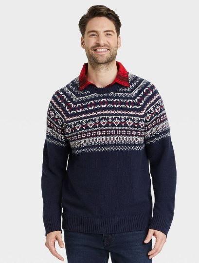 Photo 1 of Men's Standard Fit Crewneck Jacquard Pullover Sweater - Goodfellow & Co - 4 PACK - SIZE XL 
