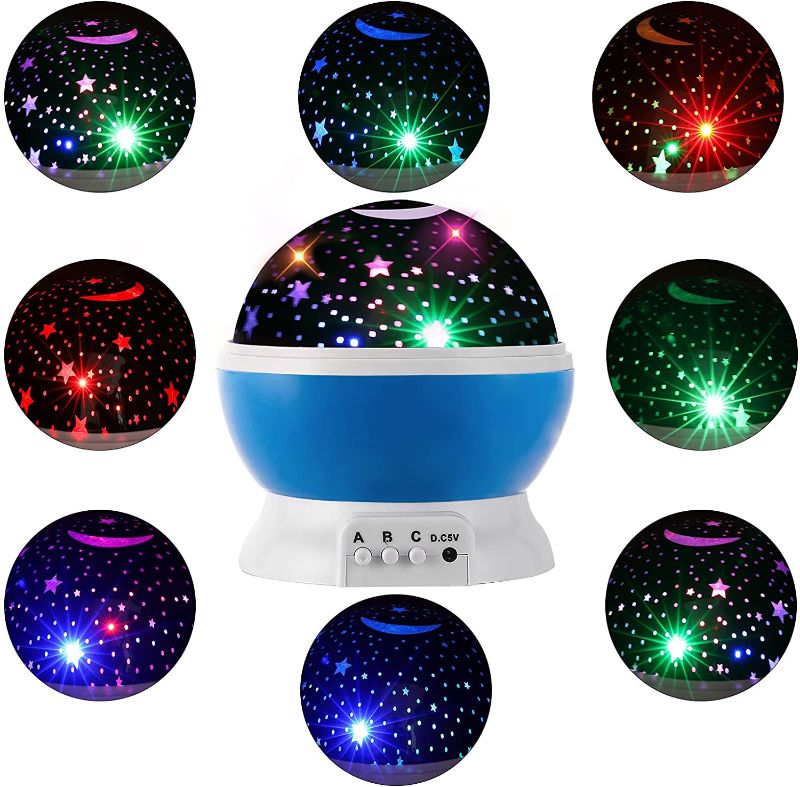 Photo 1 of Children Night Light, Starry Sky Light, for Children, Starry Sky Projector, Children Bedroom Lights, Kids Gifts, Christmas, Birthday Gifts, 360-Degree Rotation, Variable Color Lights. (Blue)
