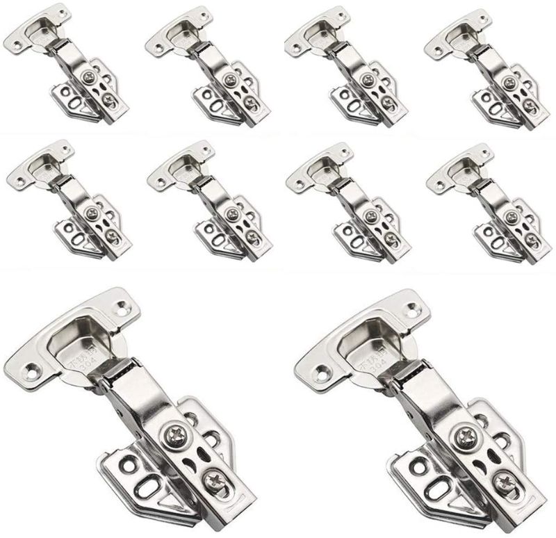 Photo 1 of 10PCS Cabinet Door Hinges, Hydraulic and Spring Damping Concealed Door Hinges for Cupboard Wardrobe with Mounting Screws
