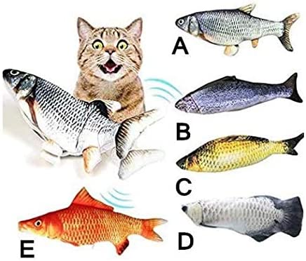 Photo 1 of Cat Toy Flopping Fish Cat Toy with Realistic Tail Wagging, Interactive Plush with USB Rechargeable Battery, Chew, Claw and Bite Safe Pillow for Kittens, Plush Cotton Doll