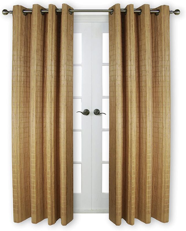 Photo 1 of 84"x42" Curtain Panel Bamboo Grommet Top Teak - Versailles Home Fashions
