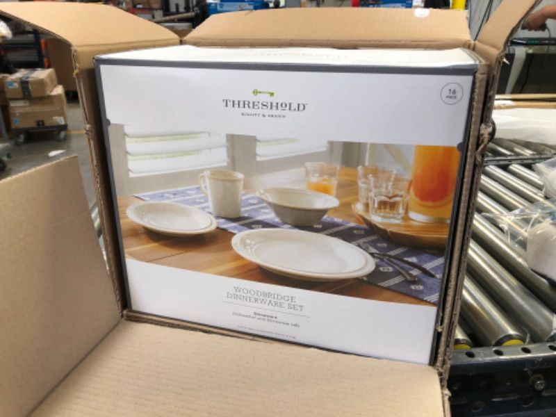 Photo 1 of 16pc Porcelain Woodbridge Dinnerware Set White - Threshold™