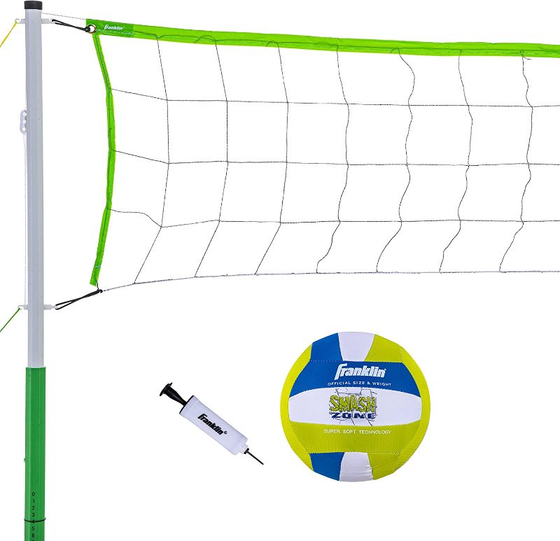 Photo 1 of Franklin Sports Volleyball Set - Beach and Backyard Volleyball Net Set - Portable Volleyball Net and Ball Set with Poles and Ground Stakes - Intermediate---CASE IS DIRTY---
