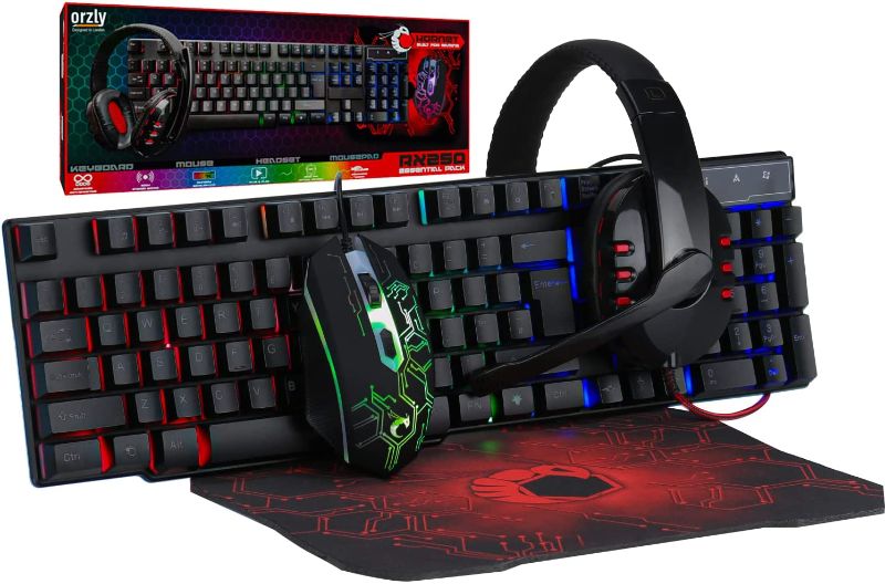 Photo 1 of Gaming Keyboard and Mouse and Mouse pad and Gaming Headset, Wired LED RGB Backlight Bundle for PC Gamers and Xbox and PS4 Users - 4 in 1 Edition Hornet RX-250
