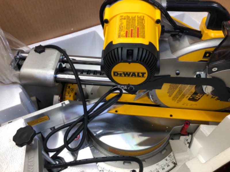 Photo 3 of 15 Amp Corded 12 in. Double Bevel Sliding Compound Miter Saw, Blade Wrench & Material Clamp