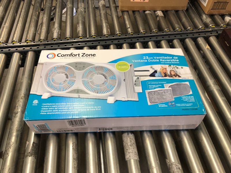 Photo 4 of Comfort Zone CZ310R 3-Speed 3-Function Expandable Reversible Twin Window Fan with Remote Control, Removable Cover
