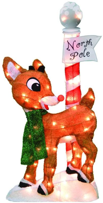 Photo 1 of ProductWorks 32-Inch Pre-Lit Rudolph The Red-Nosed Reindeer Christmas Yard Decoration, 70 Lights (70508_L2D)
