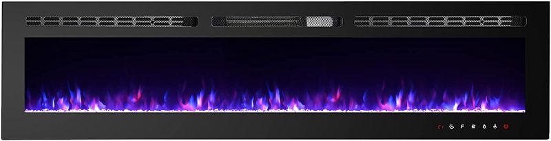 Photo 1 of CharaVector Electric Fireplaces Recessed Wall Mounted Fireplace Insert 70 Inch Wide Heater LED Fire Place Remote Control & Touch Screen---GLASS WAS BROKEN/NEEDS NEW ONE/REPAIR---GOT MOST OF THE GLASS OUT---STILL HAS BITS LEFT/NEEDS TO BE VACUUMED AND CLEA