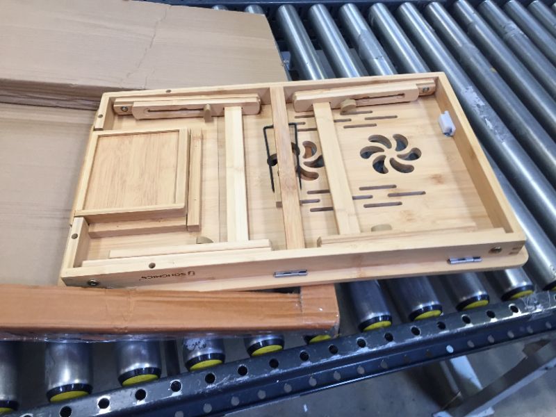 Photo 1 of SONGMICS Bamboo Laptop Desk Serving Bed Tray Breakfast Table Tilting Top with Drawer 29.5 x 13.8 x 11.4 inches
