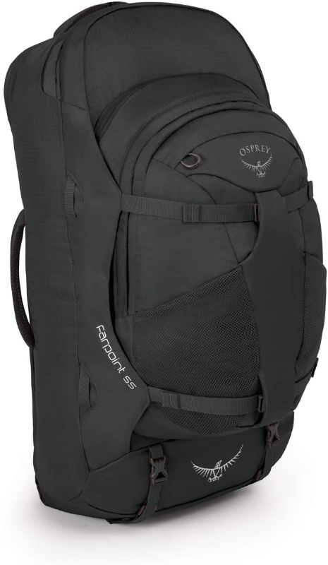 Photo 1 of Osprey Farpoint 55 Men's Travel Backpack  Volcanic Grey Size: MD/LG---BACK IS DIRTY AND HAS SOME COSMETIC DAMAGE---