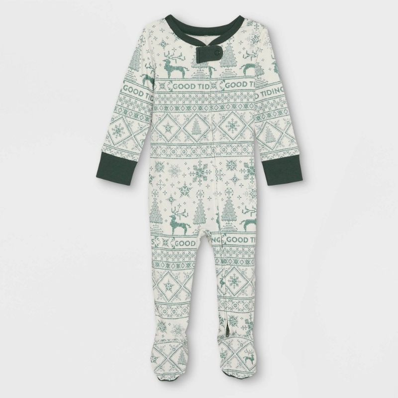 Photo 1 of Baby Reindeer Good Tidings Union Suit Green/Cream - Hearth & Hand™ with Magnolia Size: 6-9M---PACK OF 6---
