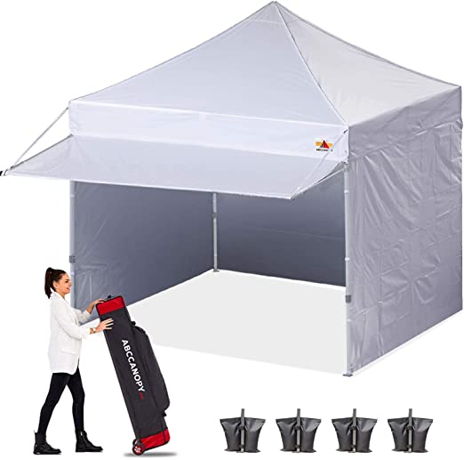 Photo 1 of ABCCANOPY Ez Pop up Canopy Tent with Awning and Sidewalls 10x10 Market -Series, White
