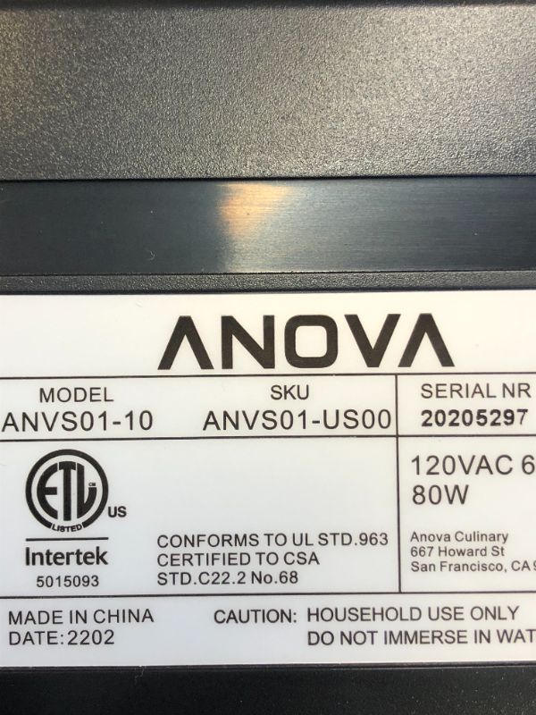 Photo 1 of Anova Culinary ANVS01-US00 Anova Precision Vacuum Sealer, Includes 10 Precut Bags, 