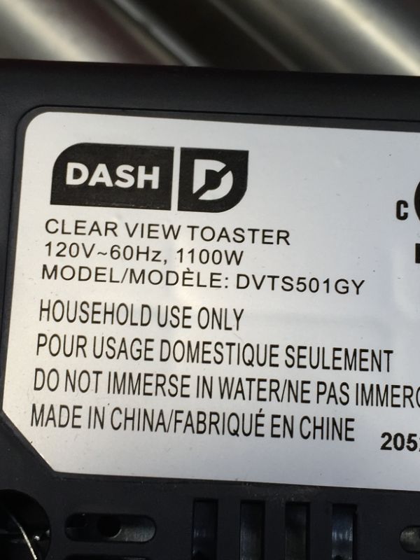 Photo 5 of DASH Clear View Toaster: Extra Wide Slot Toaster with See Through Window - Defrost, Reheat + Auto Shut Off Feature for Bagels, Specialty Breads & other Baked Goods - Gray

