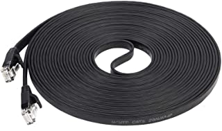 Photo 1 of Cat 6 Ethernet Cable 50 ft Flat Black,Solid Cat6 High Speed Computer Wire with Clips & Rj45 Connectors for Router, Modem, Faster Than Cat5e/Cat5, (50ft, 1 Pack, Black)

