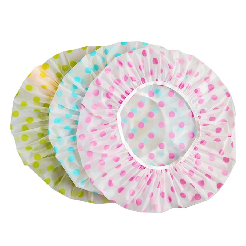 Photo 1 of 6 Pieces Waterproof EVA Plastic Shower Cap,Elastic Reusable Bathing Hair Cap, 2 Packs of 6
