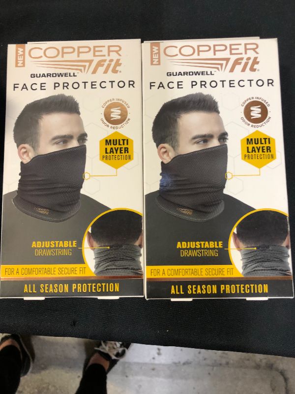 Photo 1 of Copper Fit Unisex Adult Guardwell Face Cover and Neck Gaiter 2 PACK 
