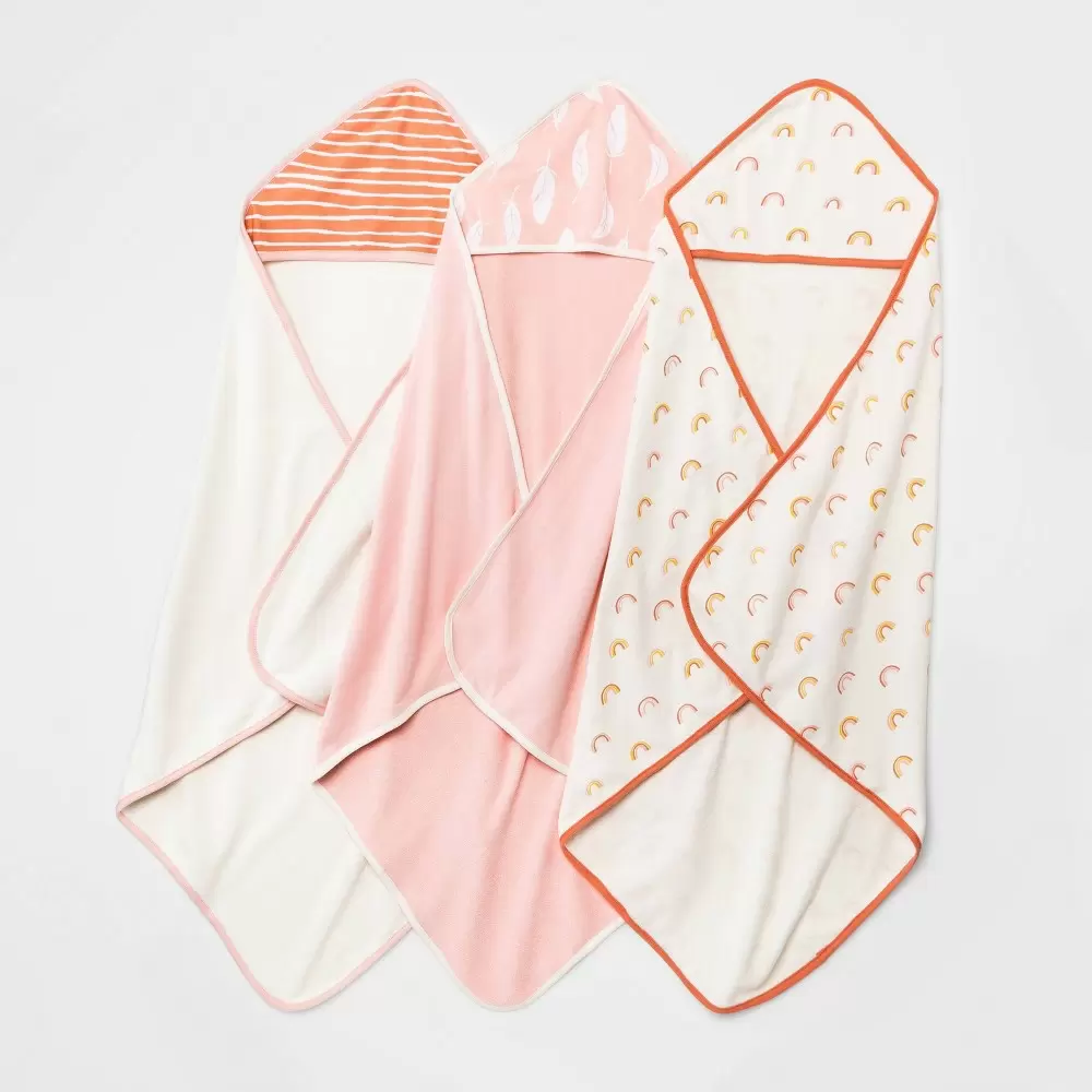 Photo 1 of Baby Girls' 3pk Earth & Sky Hooded Towel - Cloud Island Pink
