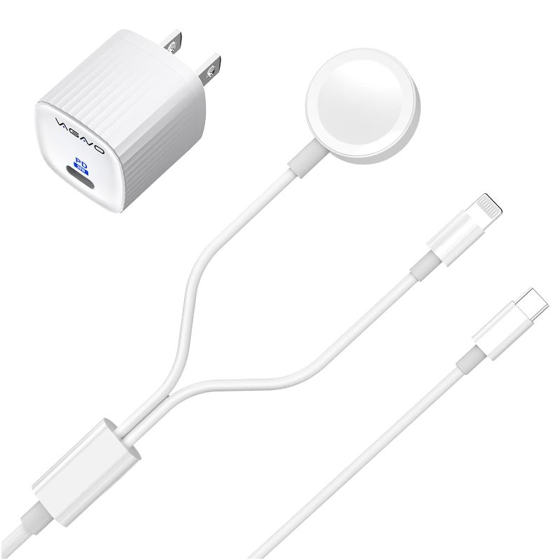 Photo 1 of 2 in 1 Apple Watch Charger MFi Certified 6.6FT Wireless iWatch Charger Magnetic Charging Cable with 20W PD Type C Fast Charger Adapter for Apple Watch Series SE/6/5/4/3/2/1 & iPhone 13/12/11/Pro/Max/8
