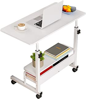 Photo 1 of Computer-Desk Office-Desk, Small-Folding Gaming-Laptop Home-Office Desks for Small Spaces, Writing Study Desk Table with Storage for Home Bedroom, Adjustable Height 32×16×25-36 inches (White)
