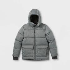 Photo 1 of Boys' Short Puffer Jacket - All in Motion Charcoal Gray L 12/14
