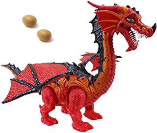 Photo 1 of BETTINA Realistic Walking Dinosaur Toys, Multifunctions-Can Lay Eggs, Roar, Walk, Glowing Eyes and Swinging Tails, Dinosaur Trex Toy Gifts for Toddlers Boys Kids (red)
