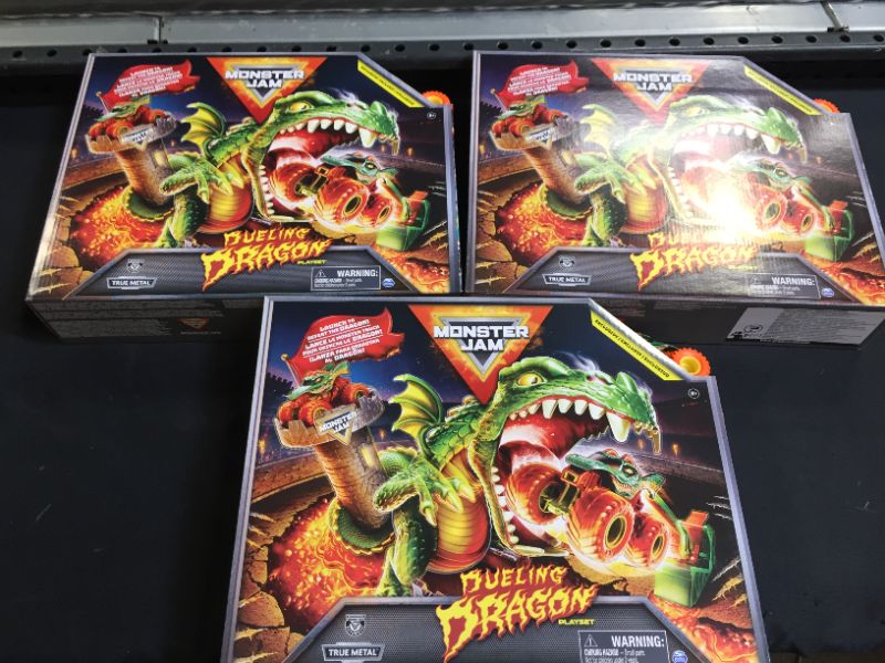 Photo 2 of Monster Jam, Dueling Dragon Playset with Exclusive 1:64 Scale Dragon Monster Truck, Kids Toys for Boys Ages 3 and up
3 PACK BRAND NEW FACTORY SEALED 