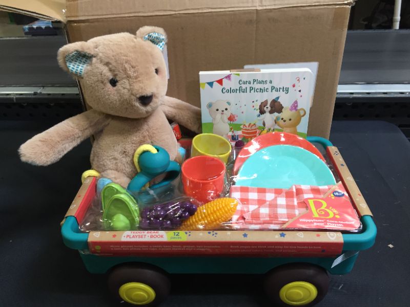 Photo 2 of B. toys Teddy Bear, Board Book & Picnic Set - Happyhues Cara Mellow Bear

