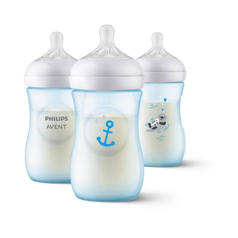 Photo 1 of Philips Avent 3pk Natural Baby Bottle with Natural Response Nipple - Blue Otter/Anchor - 9oz
