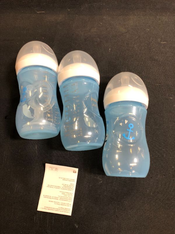 Photo 2 of Philips Avent 3pk Natural Baby Bottle with Natural Response Nipple - Blue Otter/Anchor - 9oz
