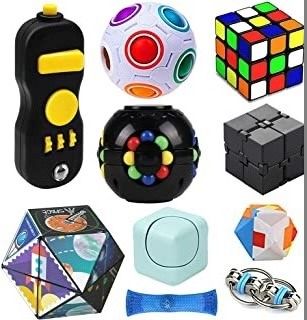 Photo 1 of Fidget Toy Set 10 Pack, Magic Cube Fidget Rings Infinity Cube Fidget Pad Flippy Chain, Handheld Toys for Sensory Kids & Adults
