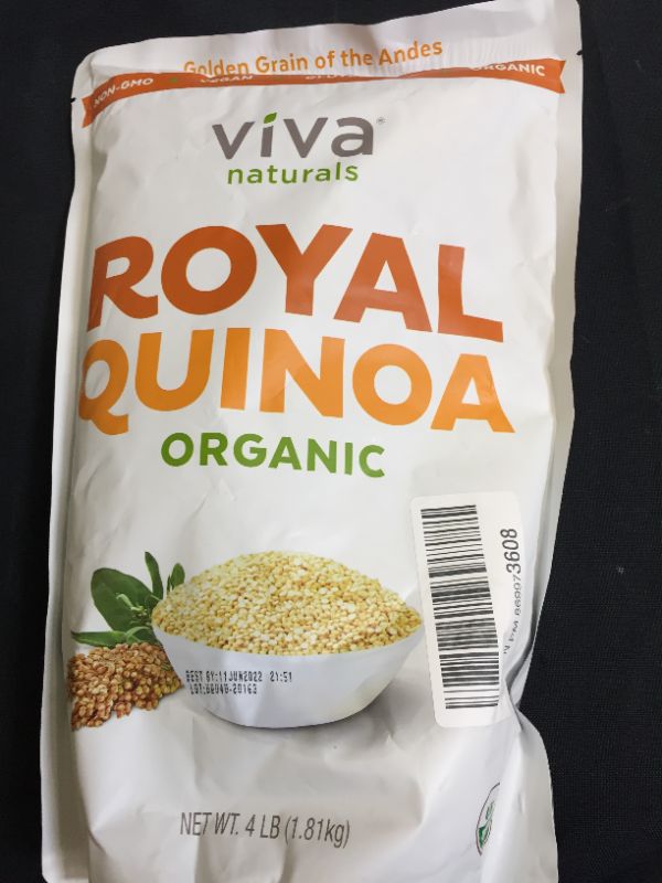 Photo 2 of  VIVA NATURALS ORGANIC QUINOA Royal Bolivian Whole Grain Fibre Protein 4LB EXP JUNE 11 2022