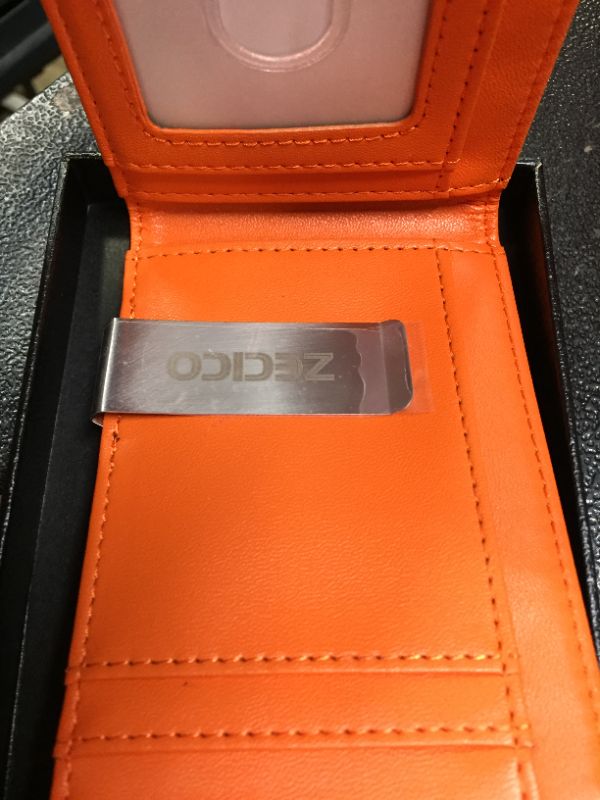 Photo 2 of ZECICO Minimalist Mens Slim Wallet: Bifold RFID Blocking Front Pocket Wallets Credit Card Holder with Money Clip for Men with ID Window Gift Box(Carbon Black/Orange)
FACTORY SEALED OPEN FOR PICTURES