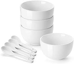 Photo 1 of Ceramic Deep Soup Cereal Bowls Spoons Set Of 4 - 30 Oz White
6 SETS (BRAND NEW) 