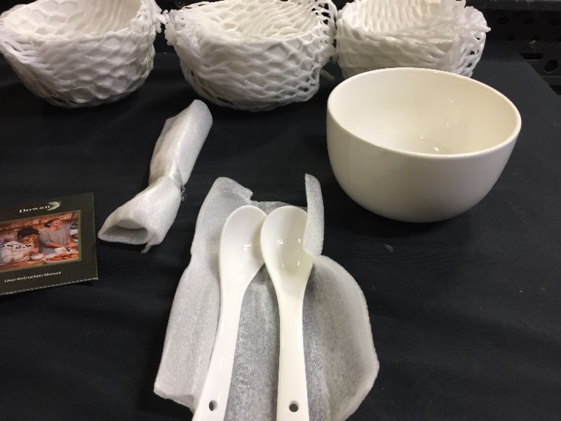 Photo 3 of Ceramic Deep Soup Cereal Bowls Spoons Set Of 4 - 30 Oz White
6 SETS (BRAND NEW) 