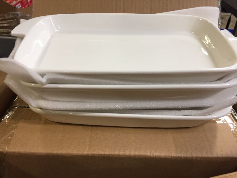 Photo 2 of Ceramic Serving Platter With Handle Set Of 4 - 10 Inches White
