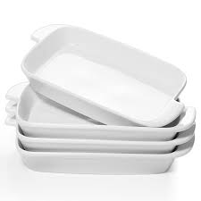 Photo 1 of Ceramic Serving Platter With Handle Set Of 4 - 10 Inches White
