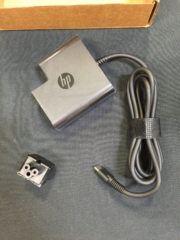 Photo 2 of HP 65W Travel USB C AC Adapter for HP Spectre X2 X360, HP EliteBook x360 1040 G6, TPN-CA06, L30757-002, L32392-001, TPN-AA03, L30757-004, L32392-001,860209-850, 925740-002.