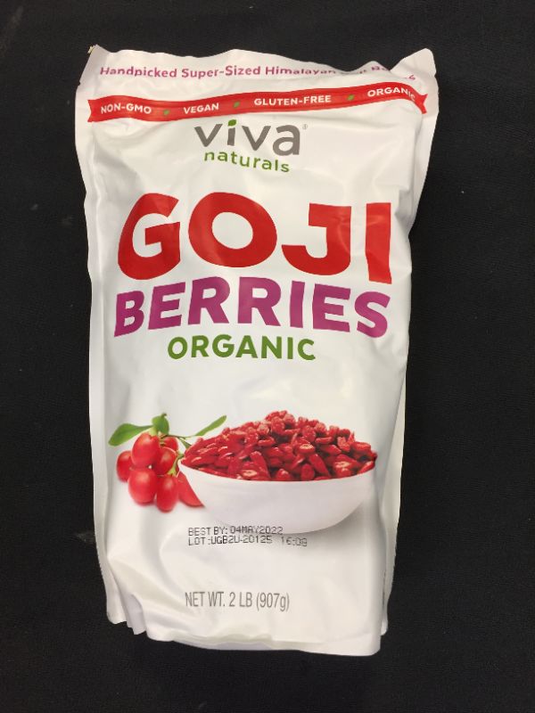 Photo 1 of 2LB BAG - Viva Naturals Organic Dried Goji Berries, Premium Himalayan Berries Perfect for Baking, Teas, Trail Mixes & More & Organic Cacao Nibs,  Bag EXP MAY 4 2022