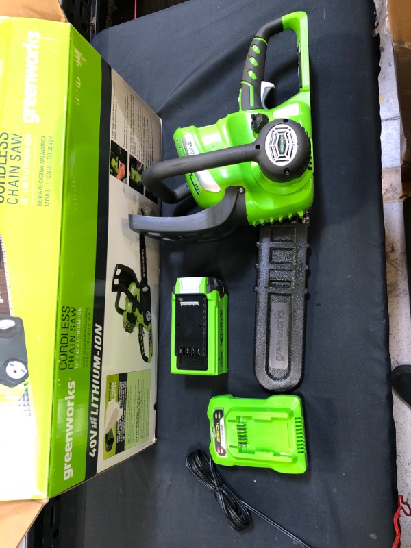 Photo 2 of Greenworks 40V 12-Inch Cordless Chainsaw, 2.0Ah Battery and Charger Included
