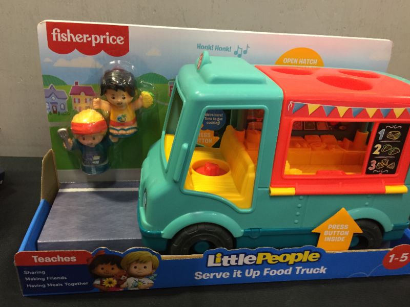 Photo 3 of Fisher-Price Little People Serve It Up Food Truck, Push-Along Musical Toy Vehicle with Figures for Toddlers and Preschool Kids Ages 1-5 Years