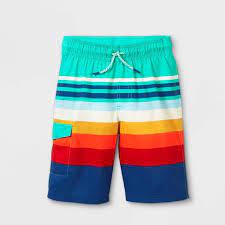 Photo 1 of plusBoys' Colorblock Striped Pull-On Swim Trunks - Cat & Jack Navy XL , Blu
xl