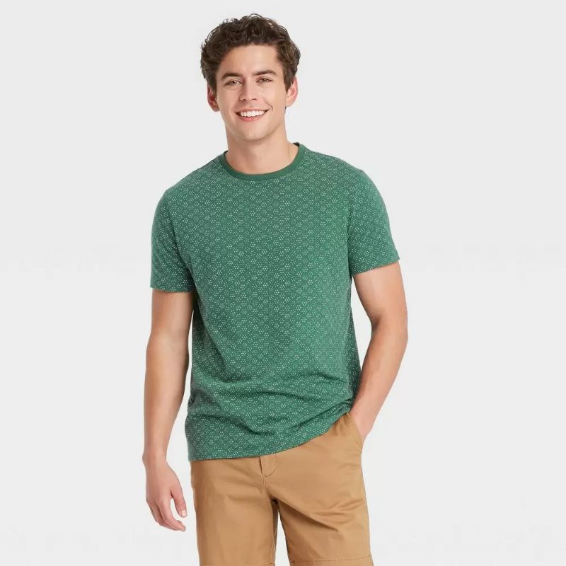Photo 1 of Men's Printed Standard Fit Short Sleeve Crewneck T-Shirt - Goodfellow & Co Dark SMALL