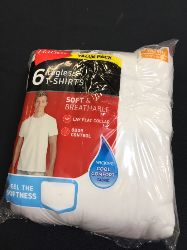 Photo 2 of Hanes Men's Value Pack White Crew T-Shirt Undershirts, 6 Pack Medium