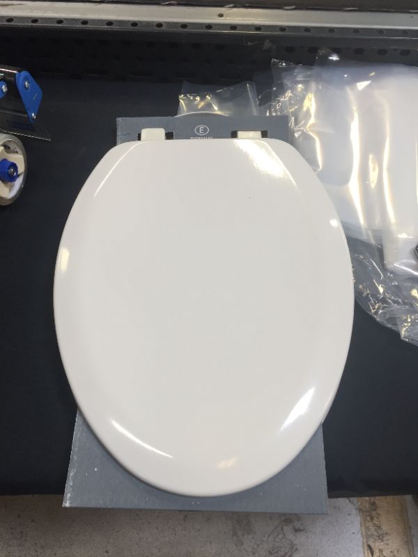 Photo 2 of Cameron Never Loosens Elongated Enameled Wood Toilet Seat with Easy Clean Hinge White - Mayfair by Bemis

