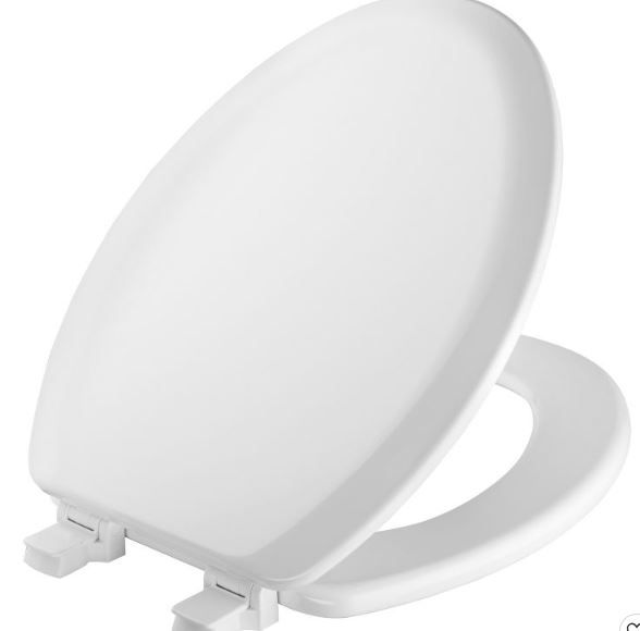 Photo 1 of Cameron Never Loosens Elongated Enameled Wood Toilet Seat with Easy Clean Hinge White - Mayfair by Bemis

