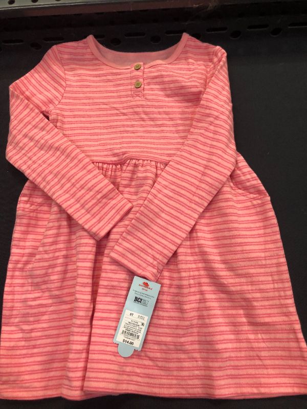 Photo 2 of Toddler Girls' Striped Knit Long Sleeve Dress - Cat & Jack Pink 5T
